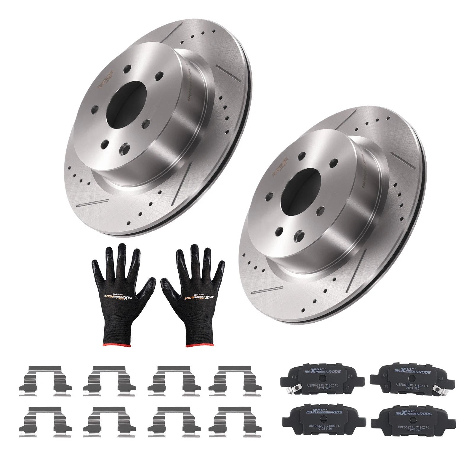 Rear Brake Rotors & Ceramic Pads Kit for Infiniti G25 G35 (2011–2012, 2005–2008)