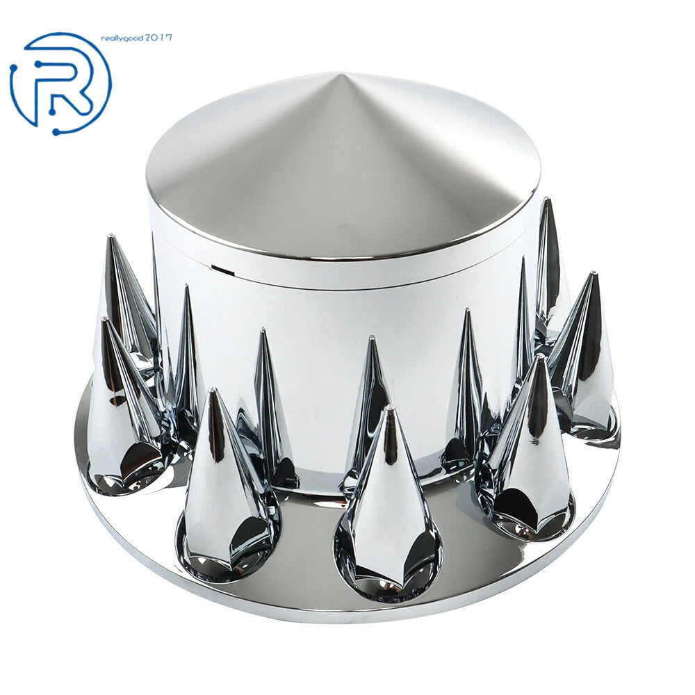 Chrome Hub Cover Kit for Semi Truck (33mm Front & Rear)