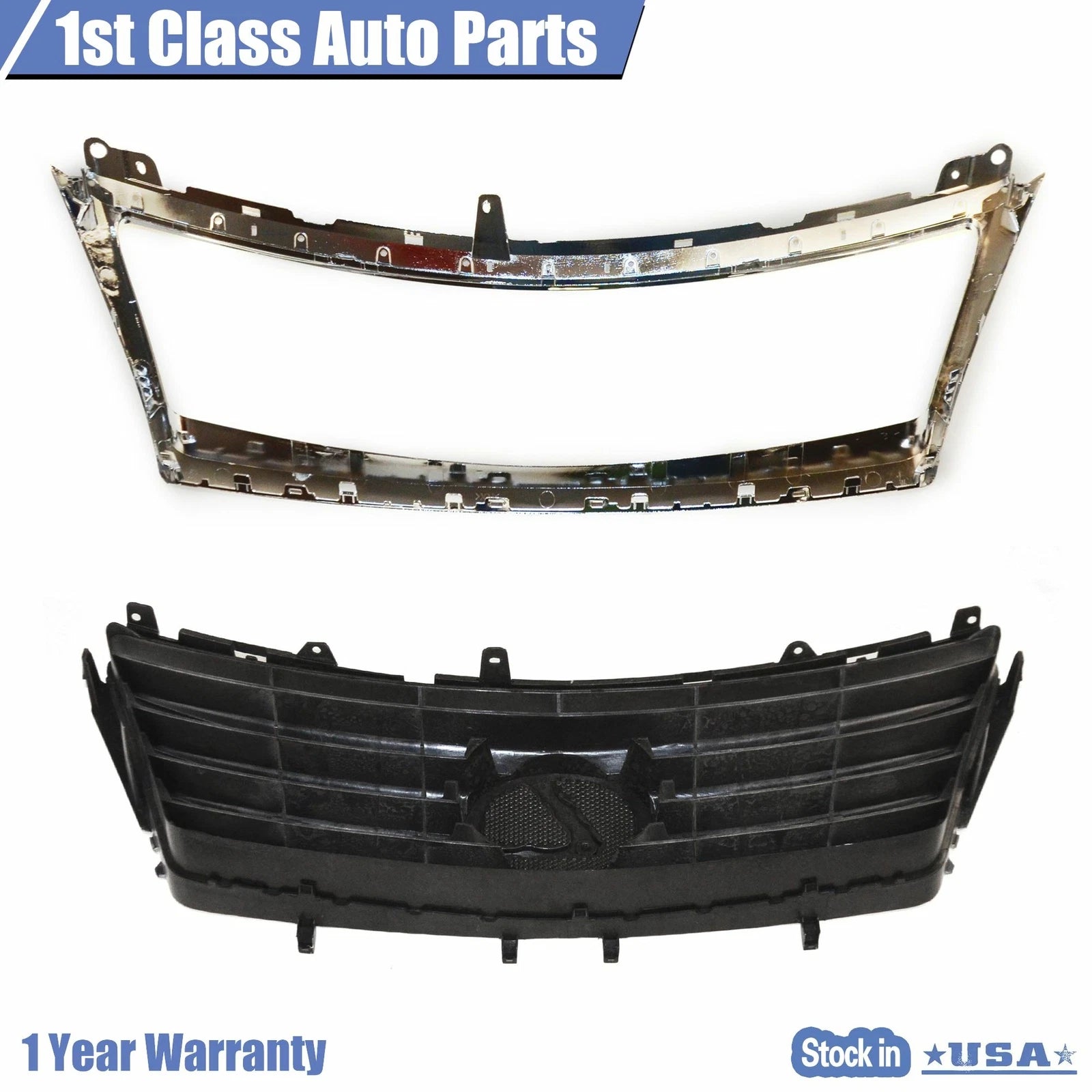 Set of 2 Front Bumper Grille & Chrome Trim for Lexus ES350 (2010–2012)