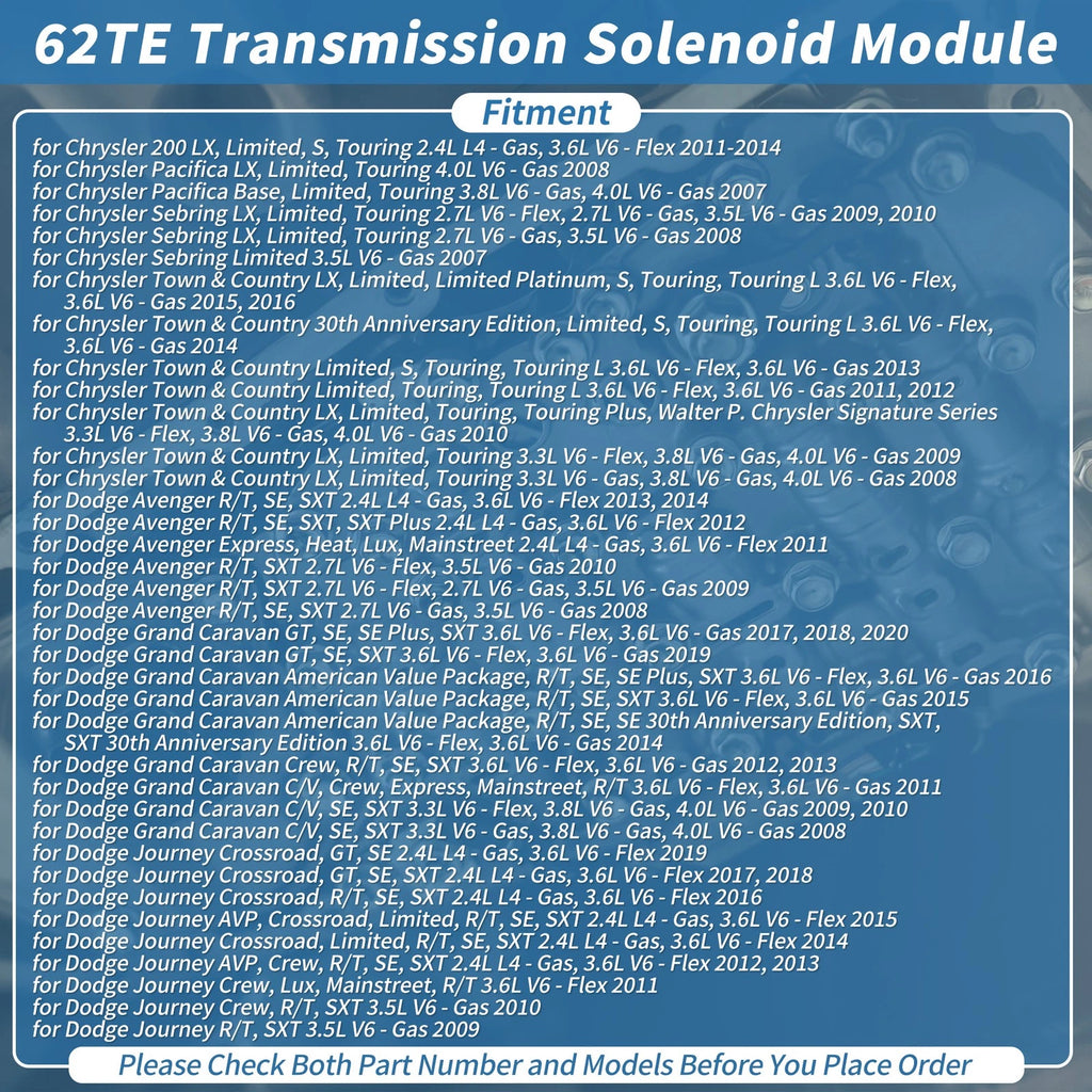 62TE Transmission Valve Body Solenoid for Dodge (No.68371508AB/5078709AA)
