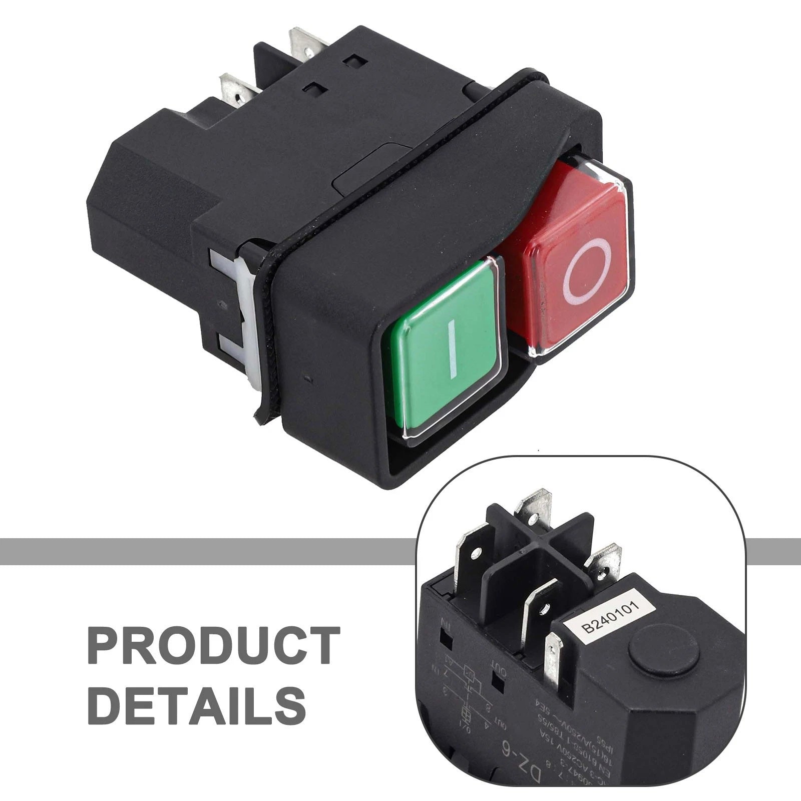 Electromagnetic Pushbutton Switch AC250V 15A for Universal Applications