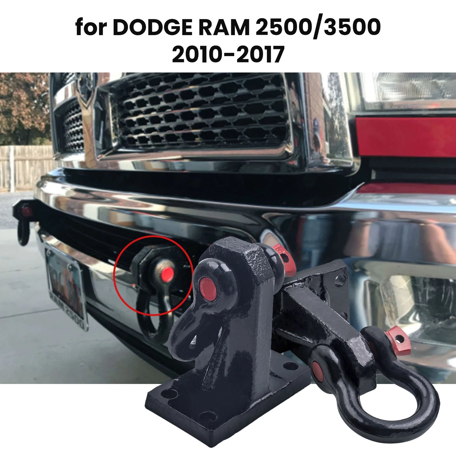 1 Pair Front Tow Hooks for Dodge Ram 2500/3500 (2010–2019)