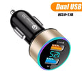 Dual USB Charger Adapter for QC3.0 Car Cigarette Lighter (LED Voltage Display)