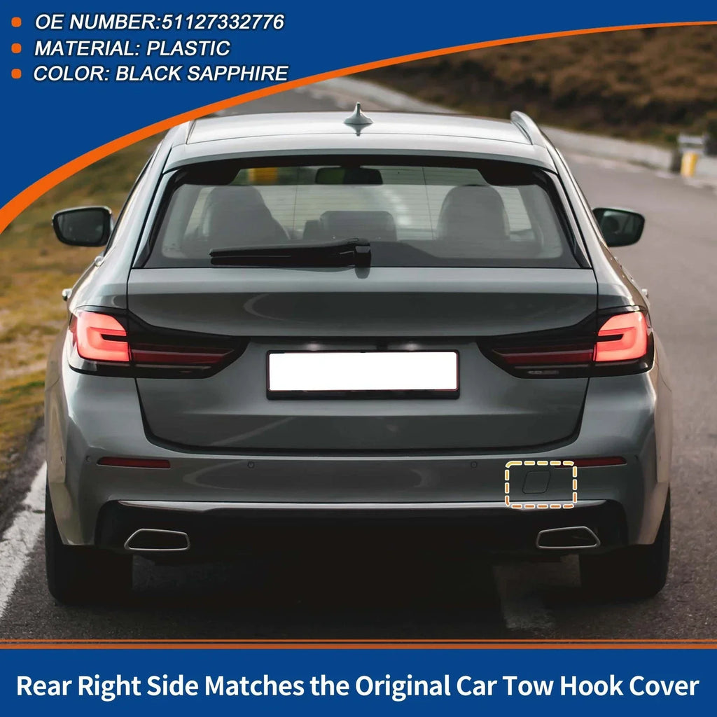 Rear Tow Hook Cover for BMW 5-Series Black Sapphire