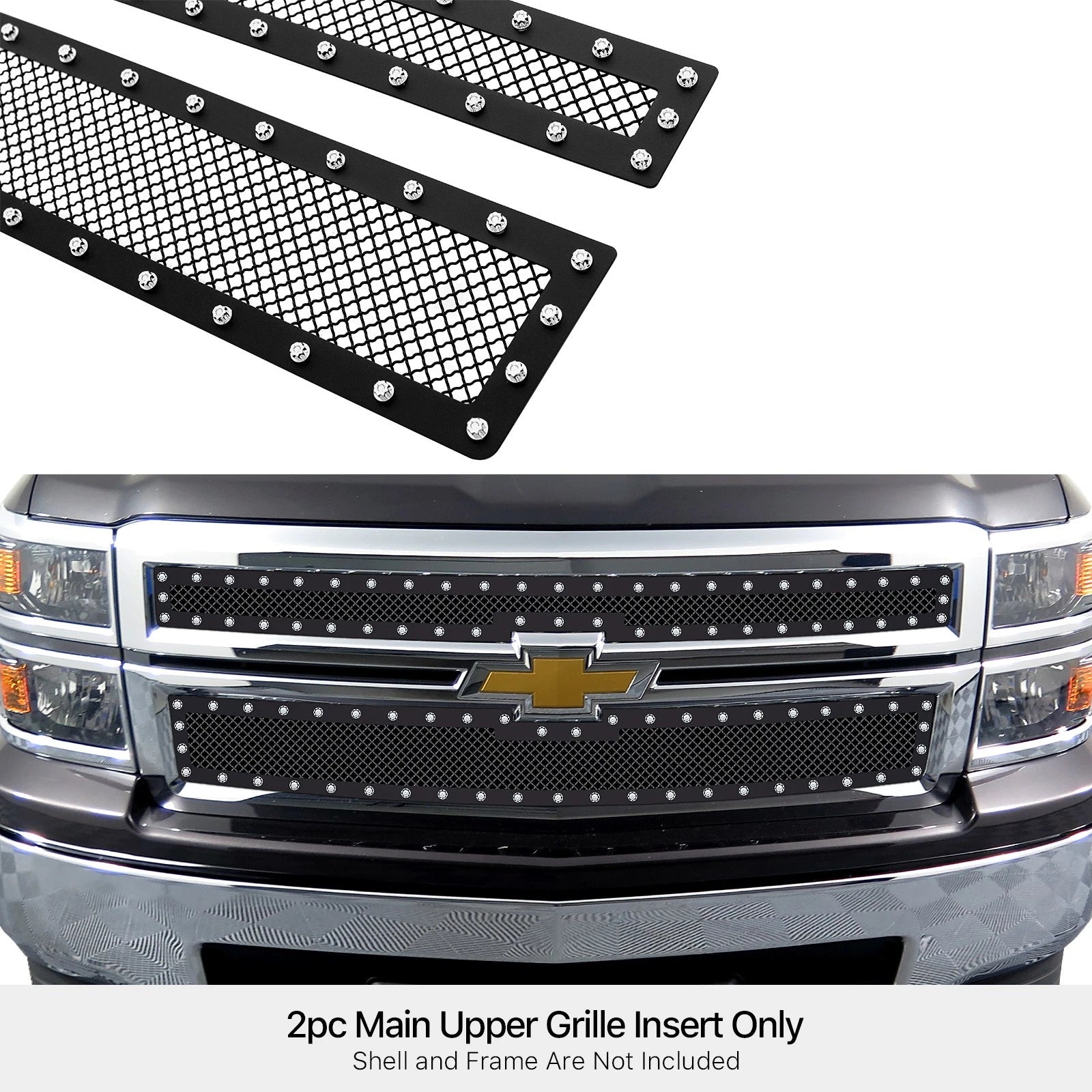 Stainless Black Rivet Mesh Grille for Chevy Silverado 1500 (2014-2015)
