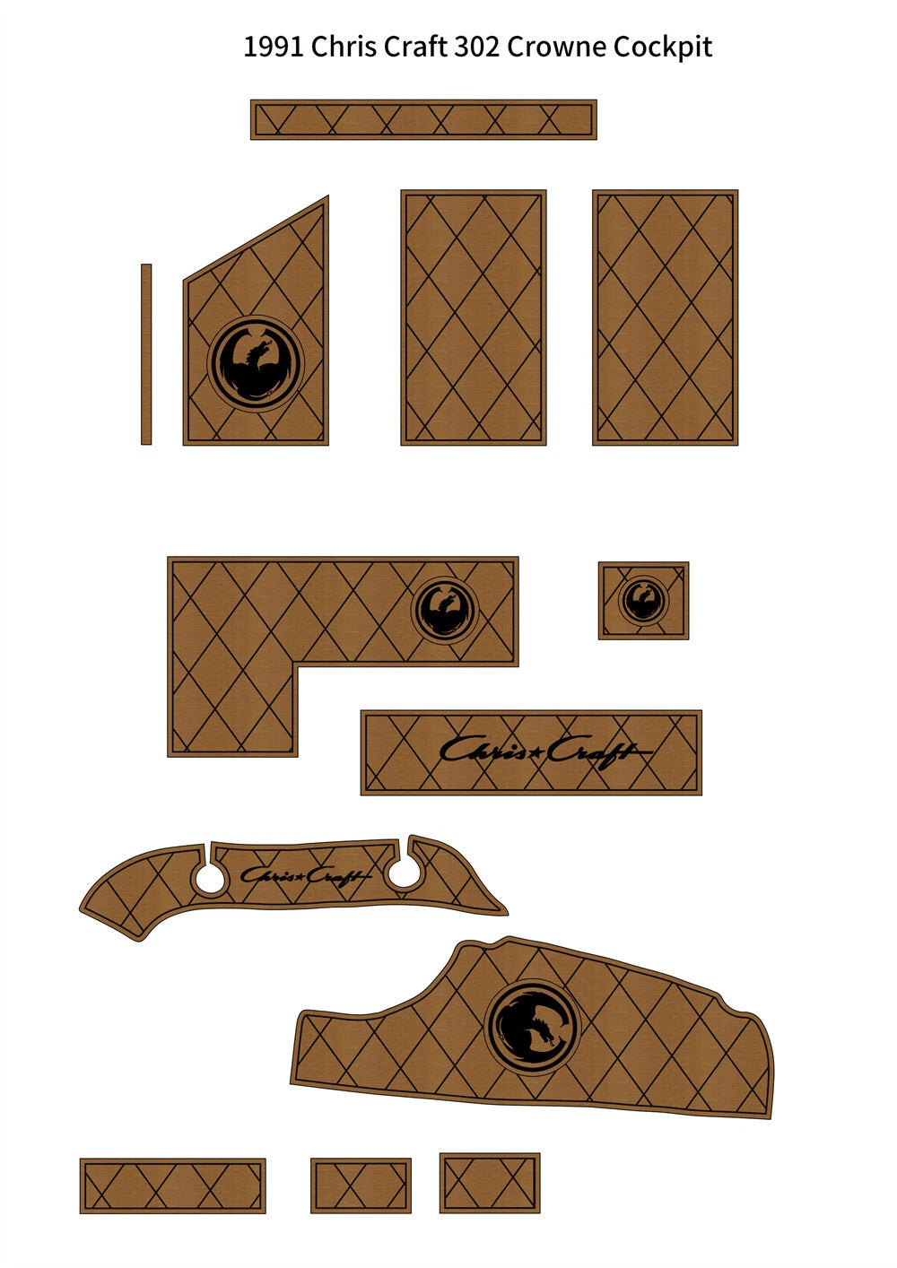 EVA Foam Teak Decking Flooring Mat for Chris Craft 302 Crowne (1991)