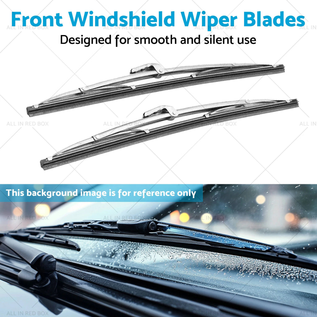 Set of 2 Polished Stainless Steel Wiper Blades for Classic Cars (12")