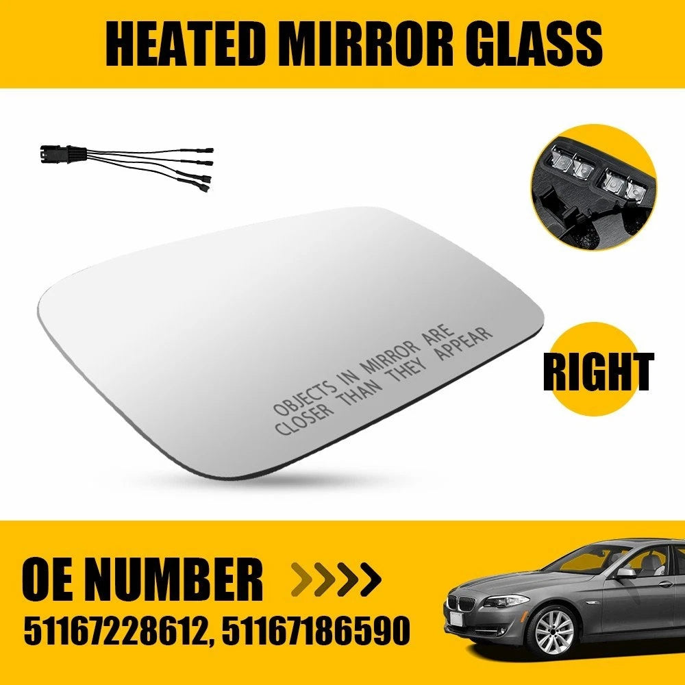 Heated Mirror Glass w/4pin Plug for BMW 528i 535d 550i 640i (2010–2016)