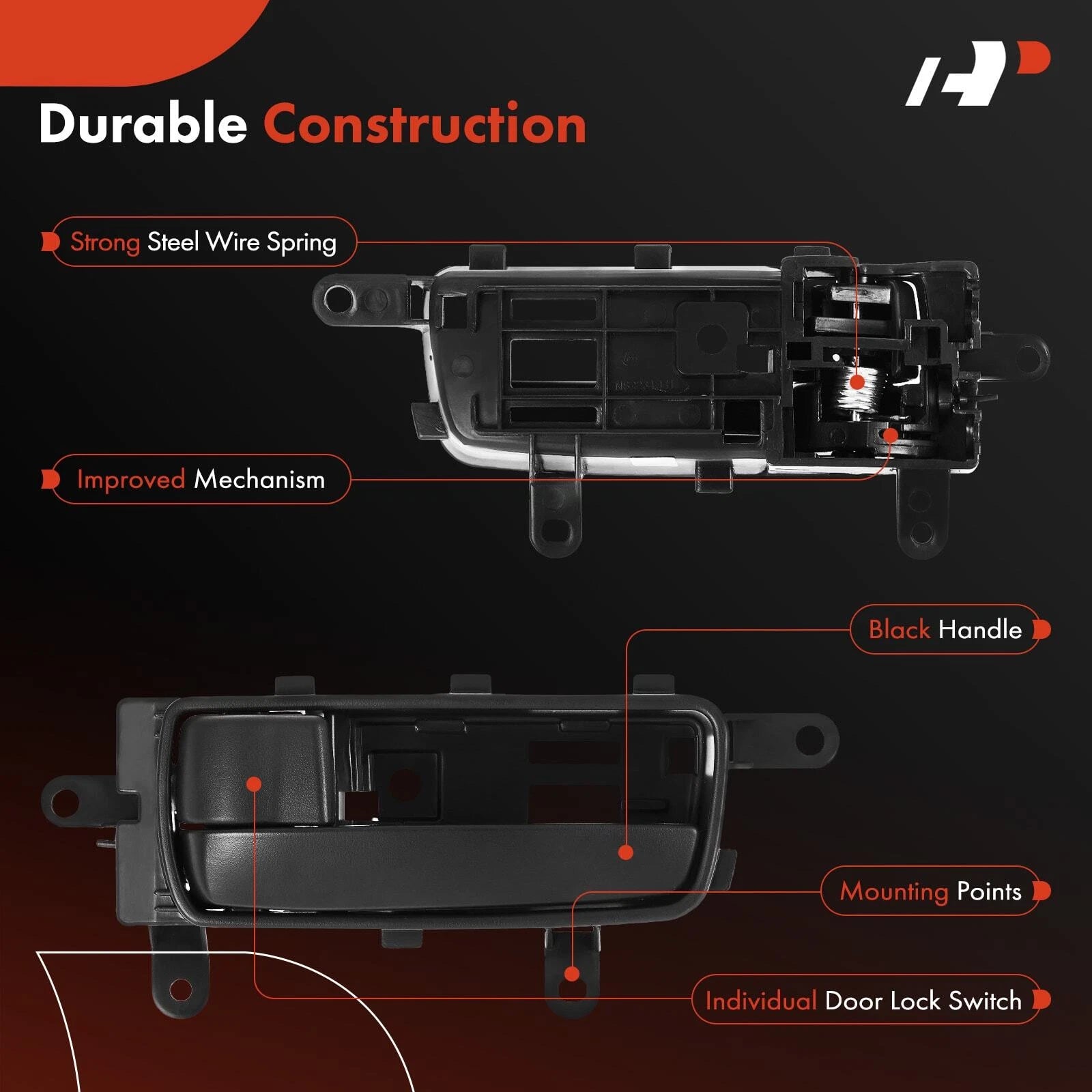 Driver Interior Door Handle for Nissan Sentra (2007-2012) Black Plastic