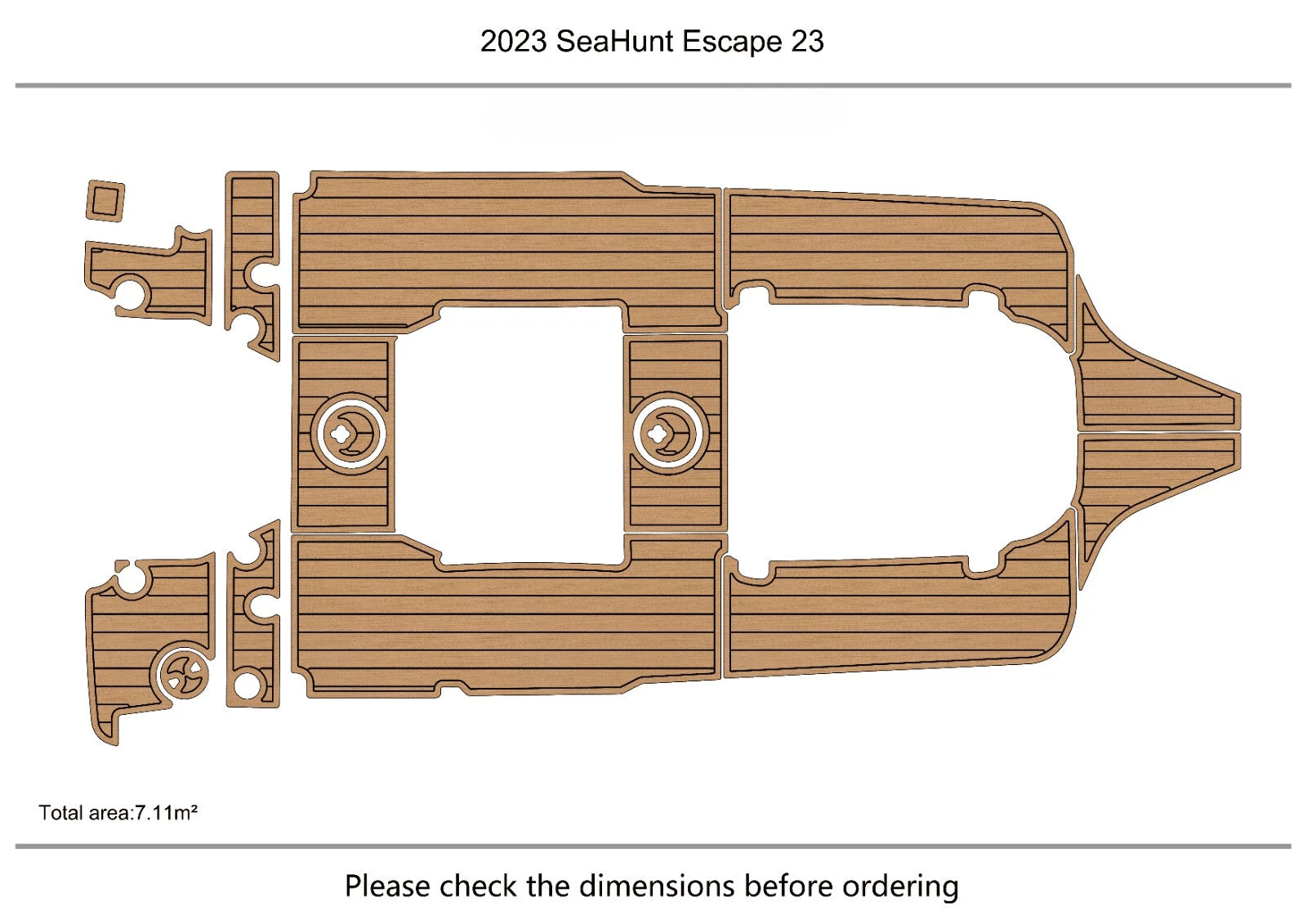 EVA Pads for SeaHunt Escape 23 (2023) - Foam Teak Deck Floor