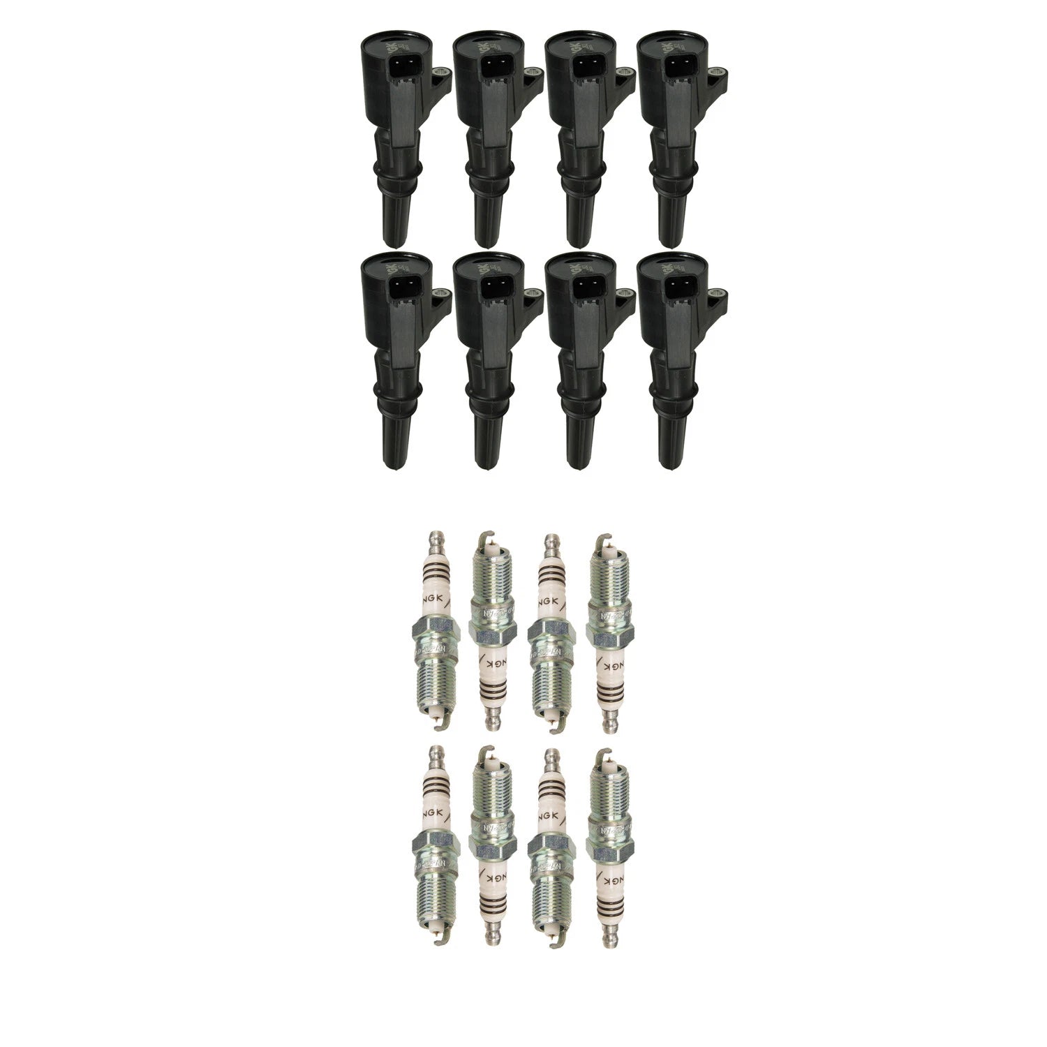Set of 8 NGK Ignition Coils & Iridium Spark Plugs for E-150, Explorer, F-150, Mustang (V8)