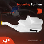 Windshield Washer Reservoir with Cap, Pump & Hose for Ford Mustang (2015-2017)