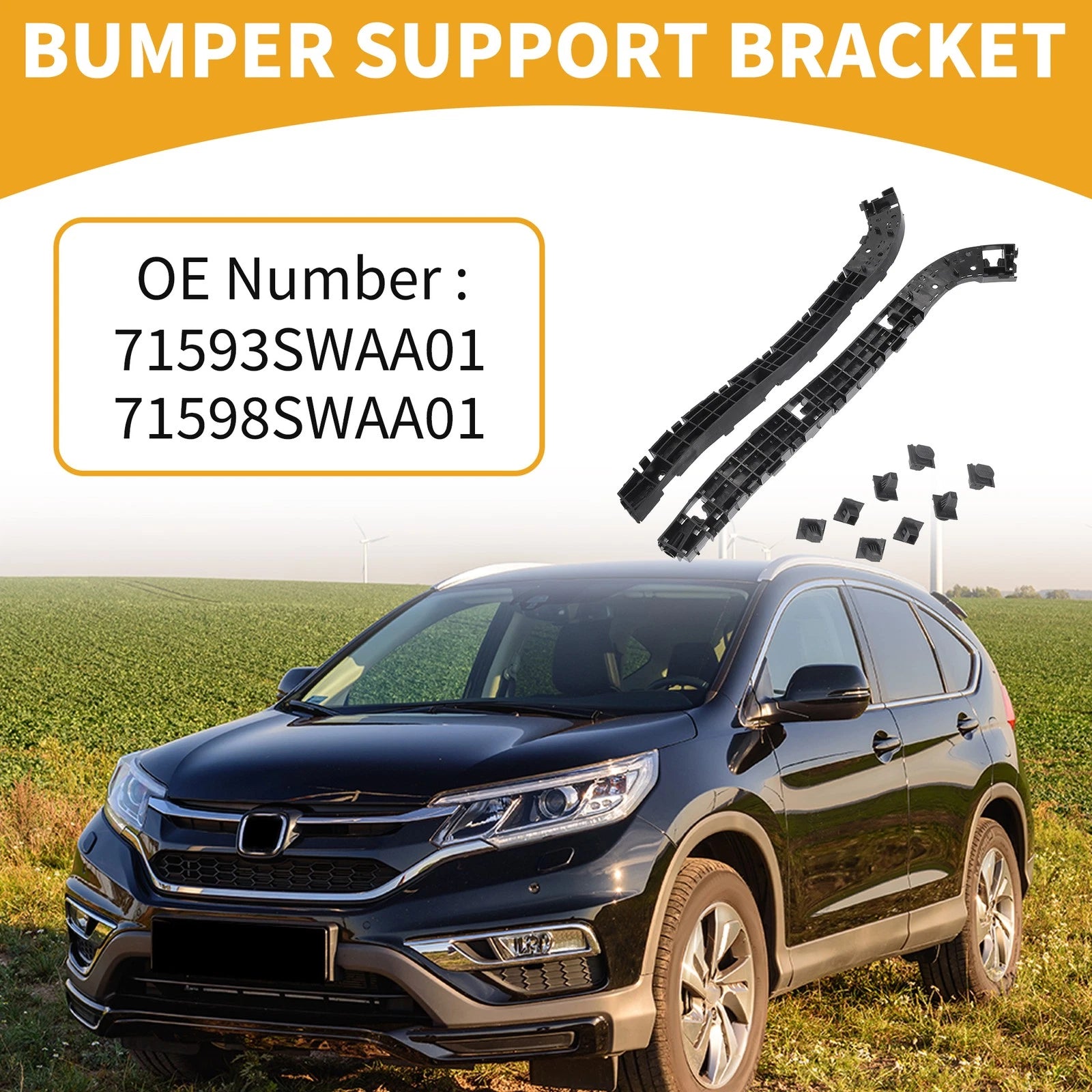 Set of 2 Rear Bumper Support Brackets for Honda CR-V (2007–2011) Black