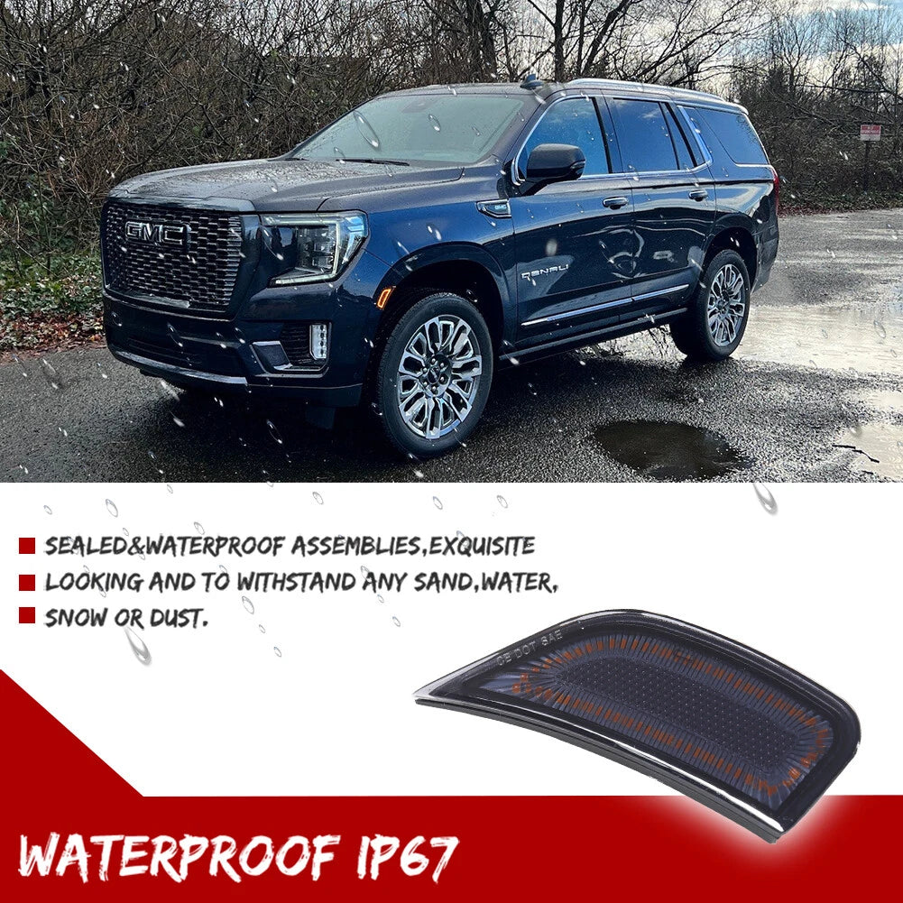 2X LED Front Smoke Amber Side Marker Lights for Escalade Yukon XL