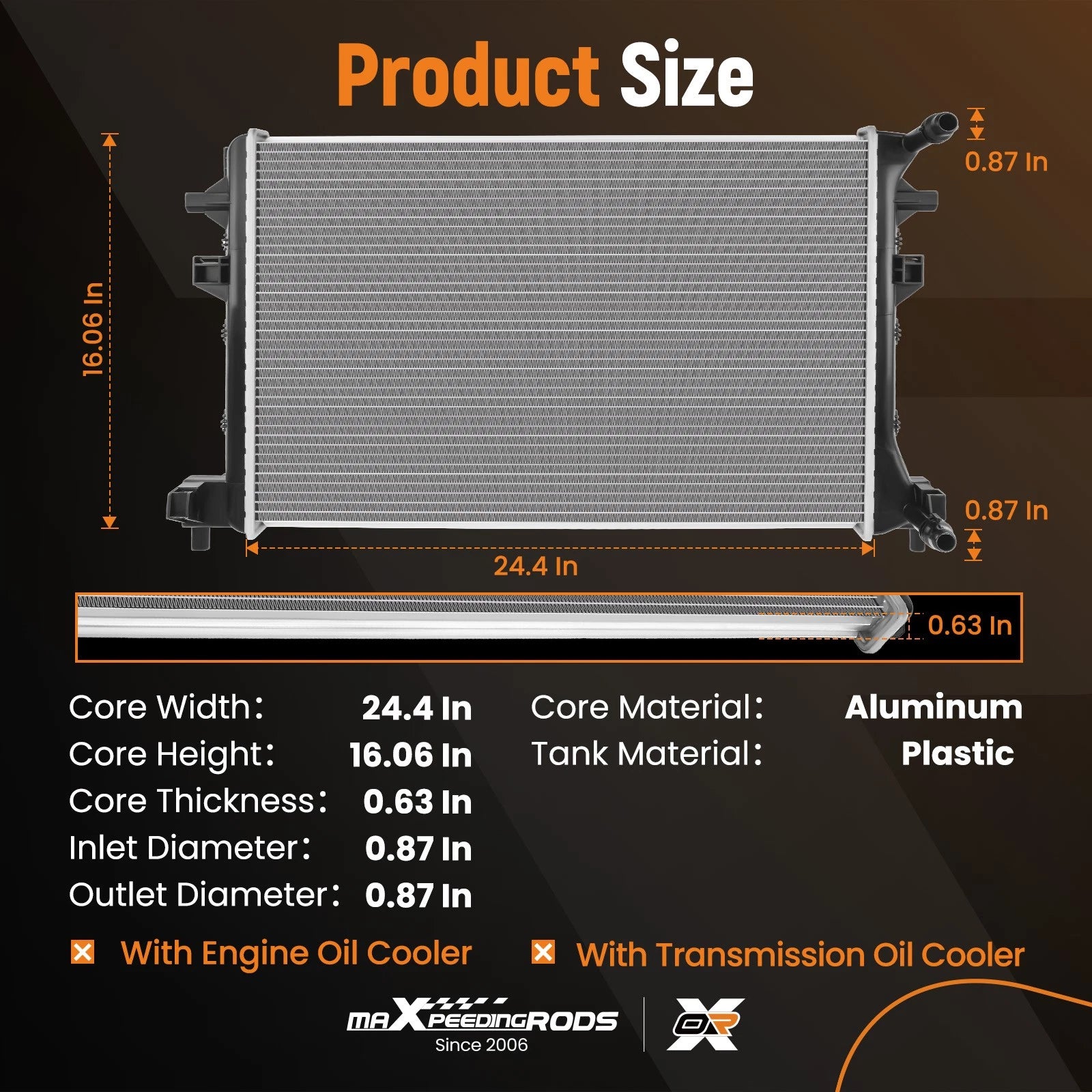 Aluminum Core Radiator for Jetta Turbocharged (2019–2021)
