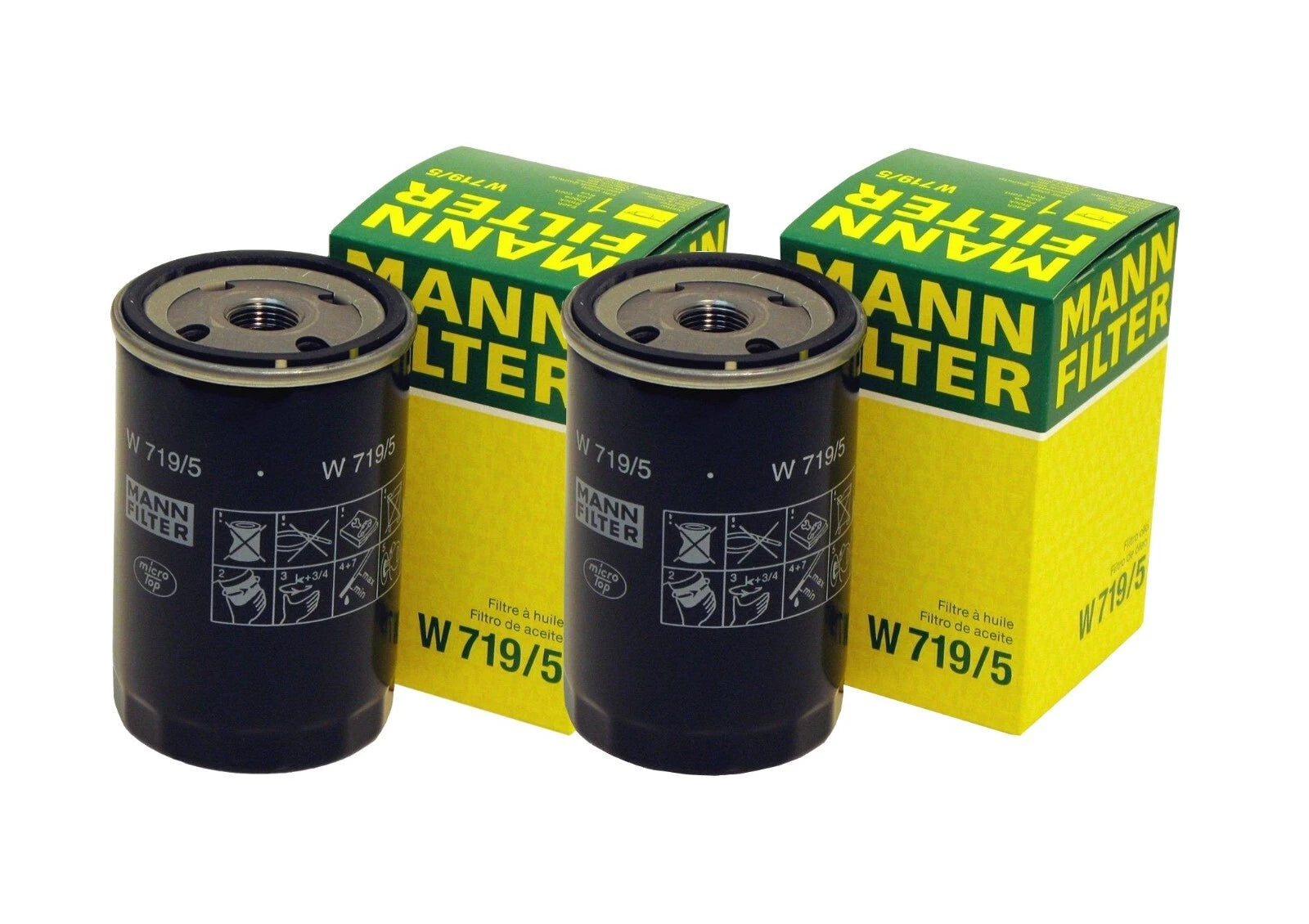 Set of 2 Engine Oil Filters W 719/5 for Audi Volkswagen Porsche
