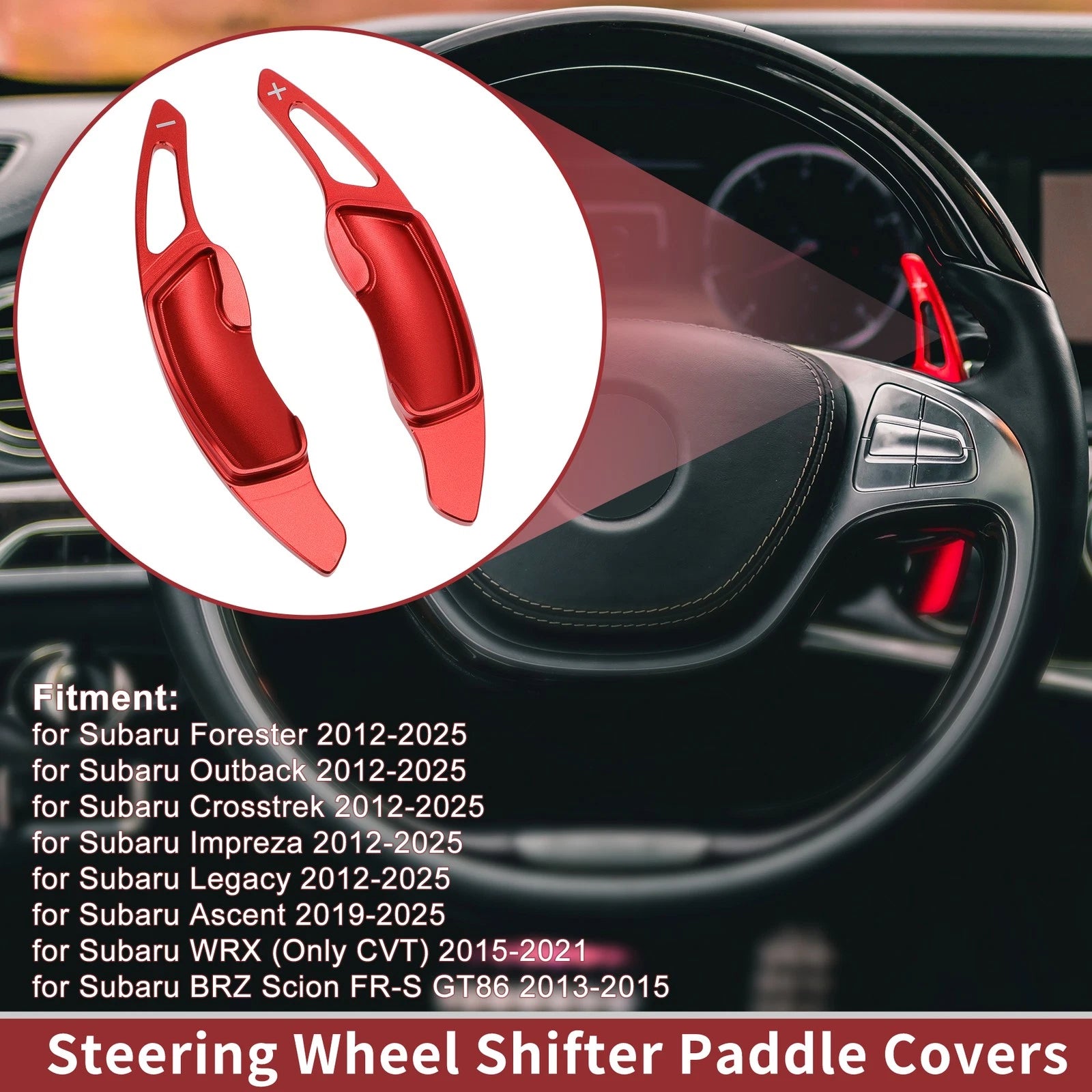 2X Red Aluminum Alloy Steering Wheel Paddles for Subaru Crosstrek (2012–2025)