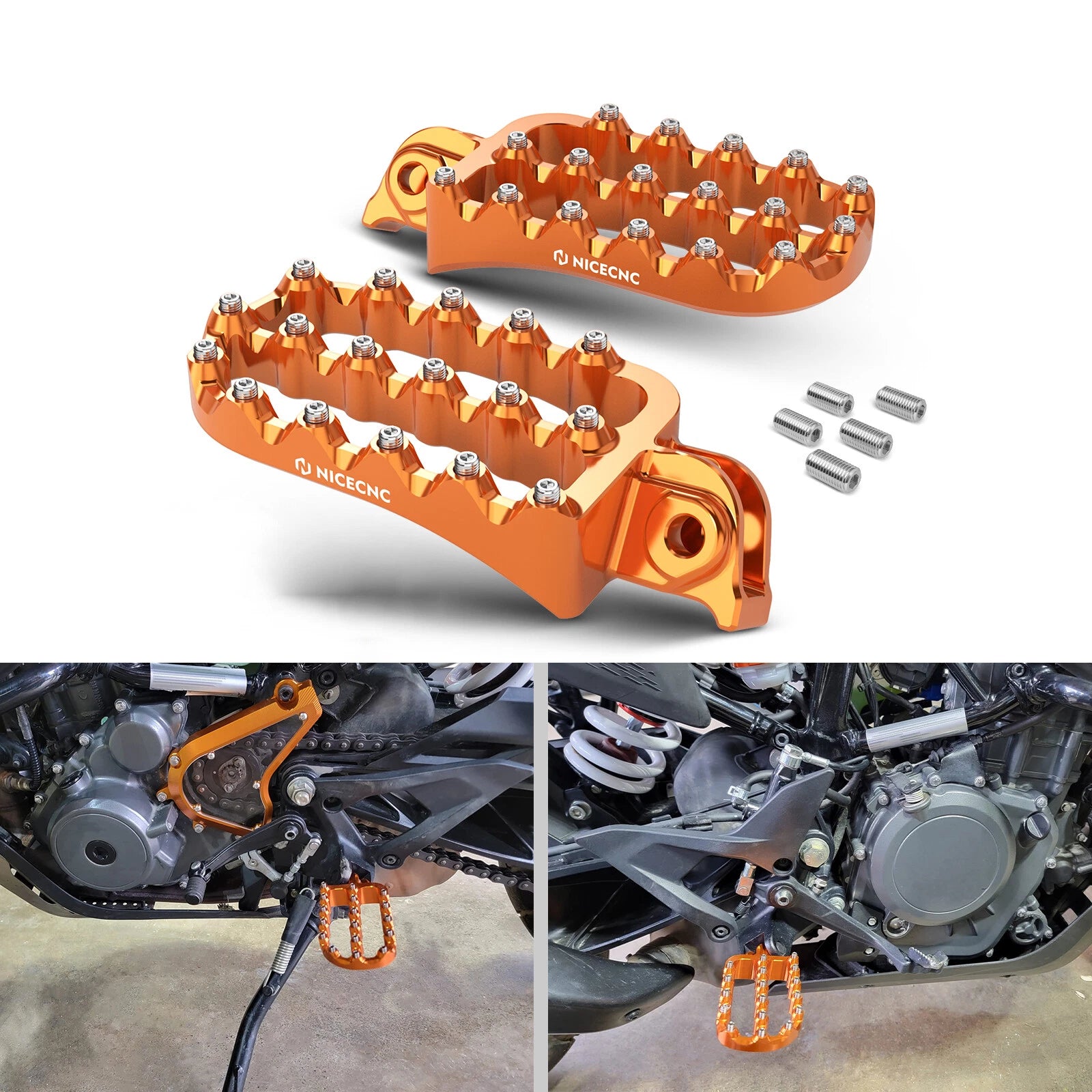 0° Horizontal CNC Enlarged Wide Foot Pegs for KTM 390 Adventure (2020–2024)