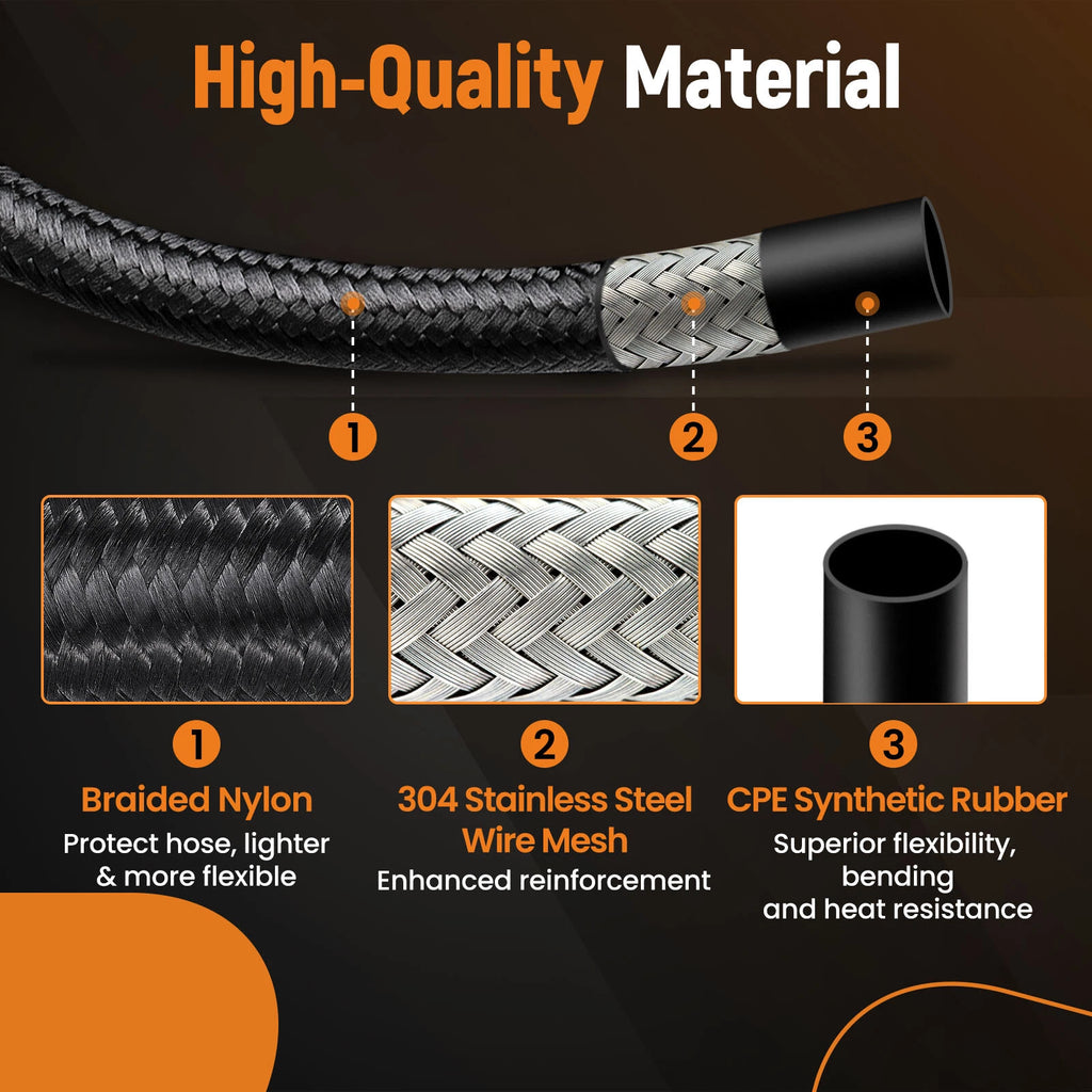 5Ft Nylon Braided Stainless Steel Fuel Hose for Universal Applications