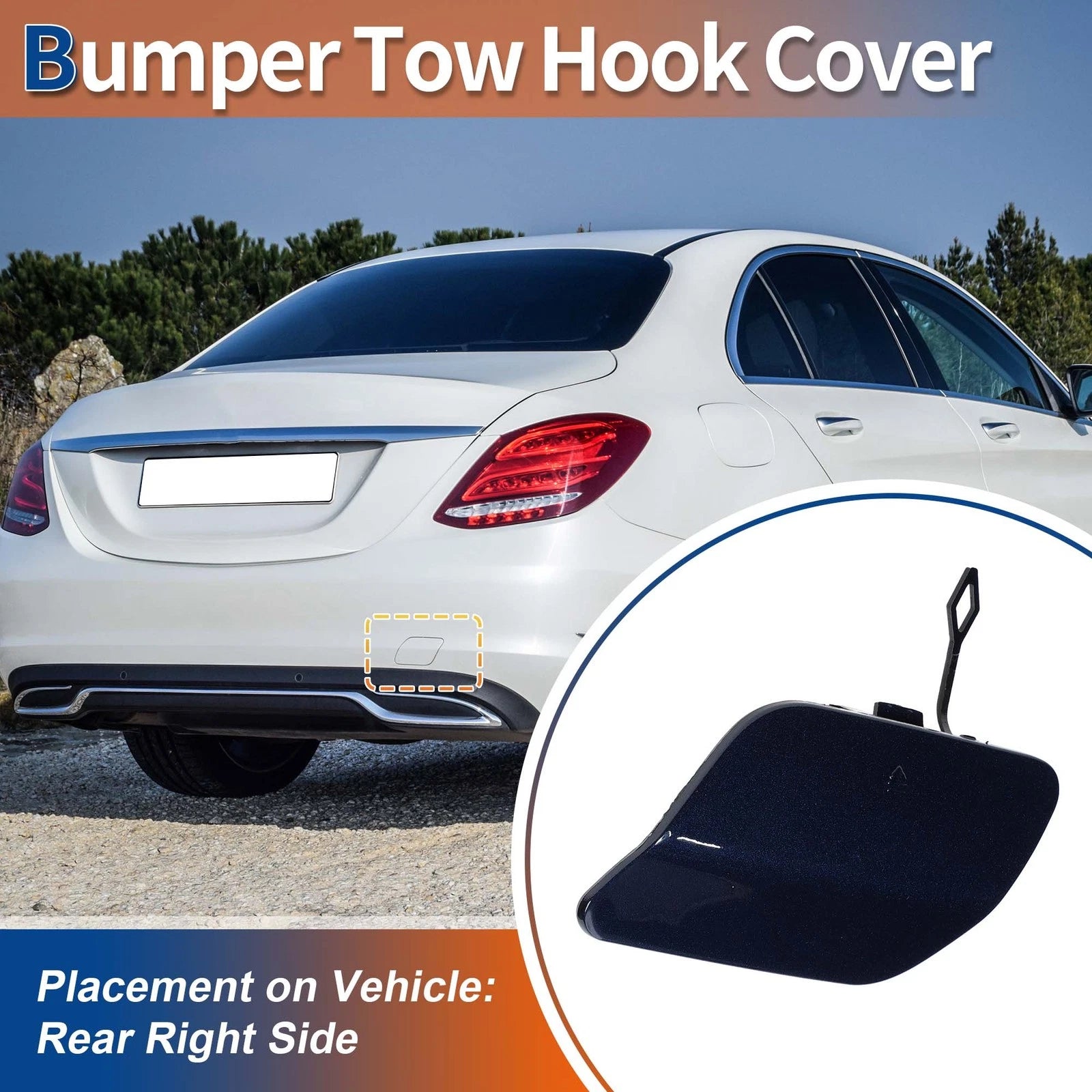 Rear Car Bumper Tow Hook Cover for Mercedes-Benz (A2058850224) Jewelry Blue
