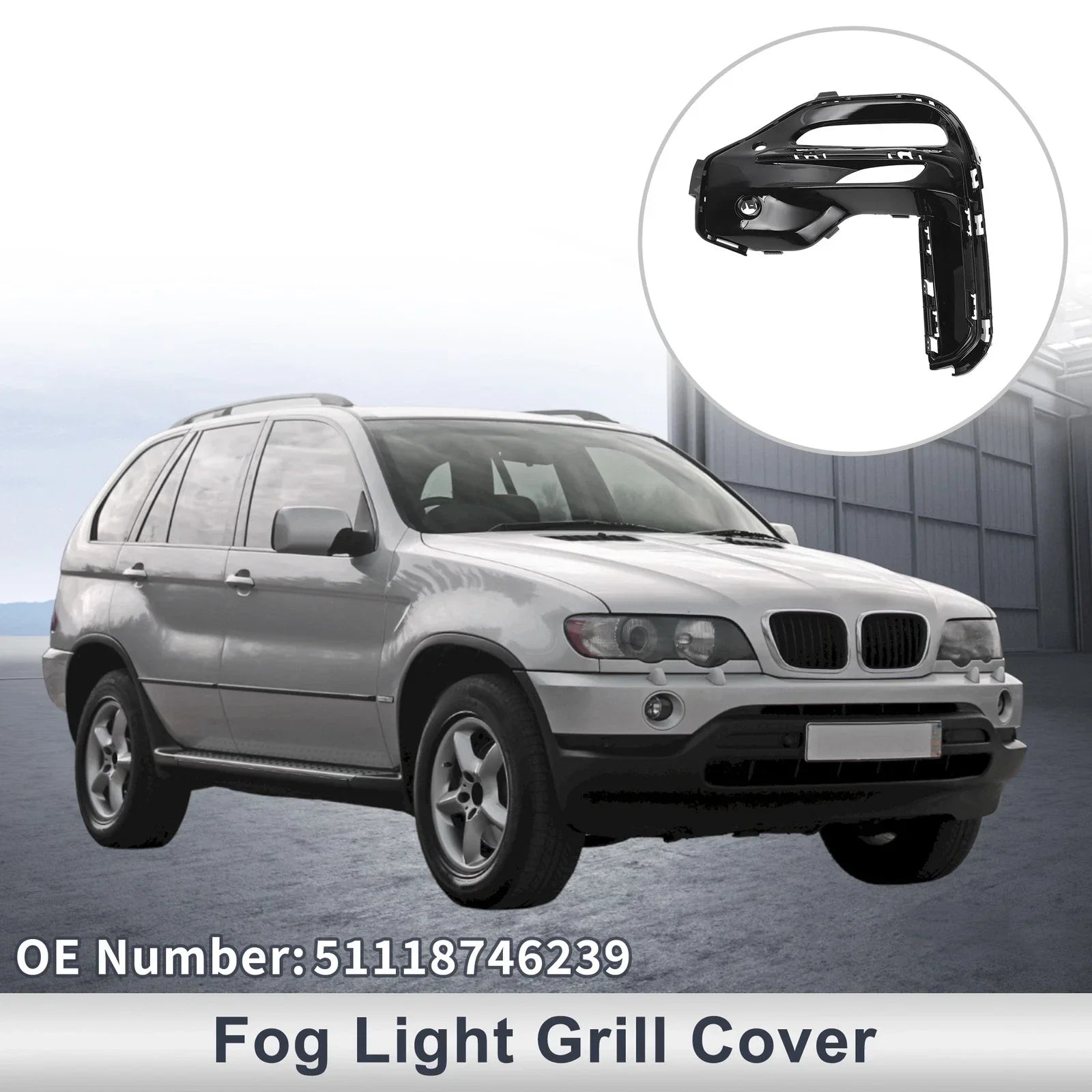 1 x Front Left Fog Light Grill for BMW X5 (2019-2022) Black