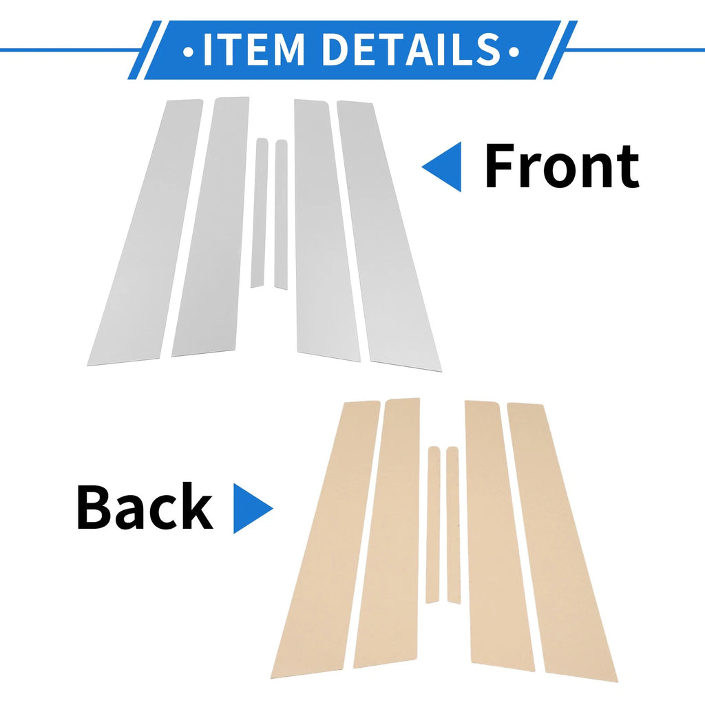 Set of 6 Door Pillar Window Trim for Kia Forte K3 (2014–2018) Chrome
