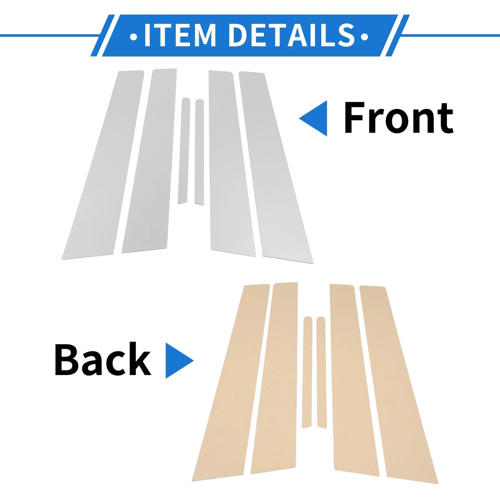 Set of 6 Door Pillar Window Trim for Kia Forte K3 (2014–2018) Chrome