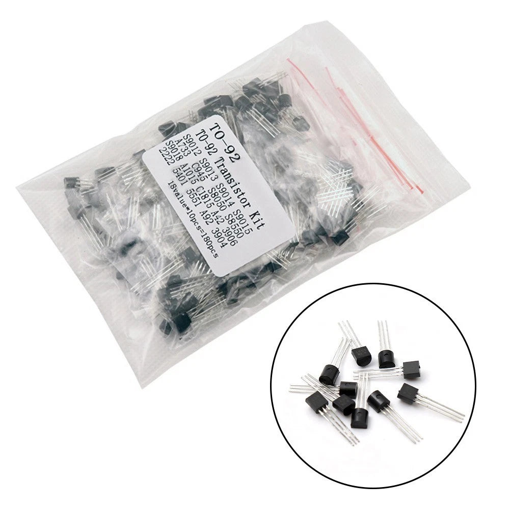 180PCS Transistor Kit for TO-92 (2N5401, C1815) 18 Values 10pcs Each