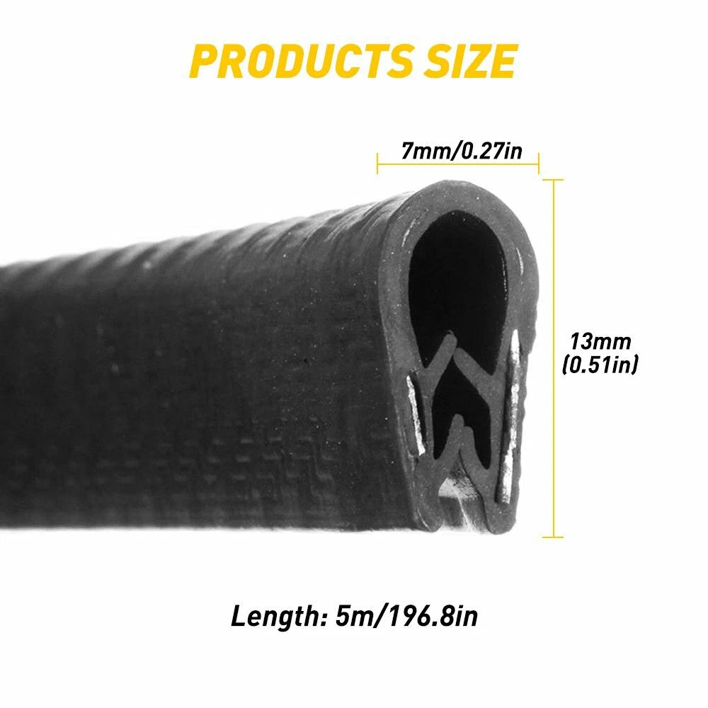 16ft Rubber Door Edge Trim Molding Seal Strip for Car
