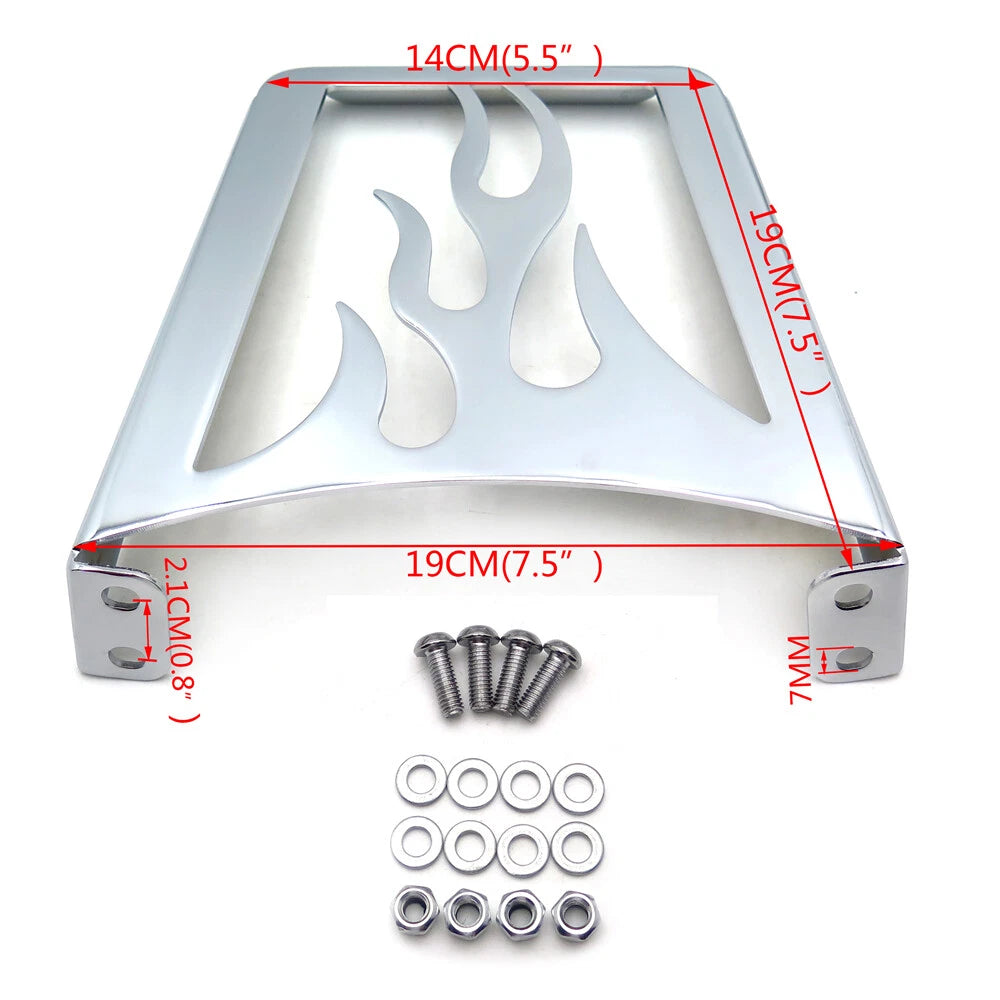 Chrome Flame Sissy Bar Luggage Rack for Harley Sportster XL883C XL883R XL1200R (2004–2023)