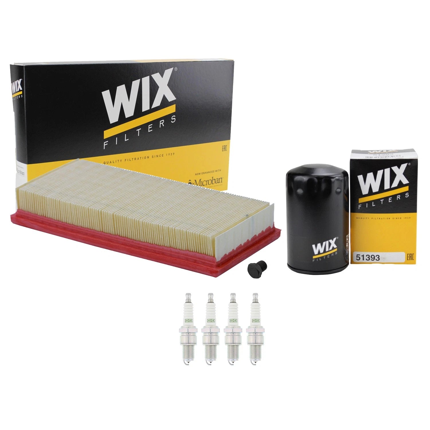 Wix Engine Air Oil Filters & NGK Spark Plugs Kit for Audi 4000 (1980–1987)