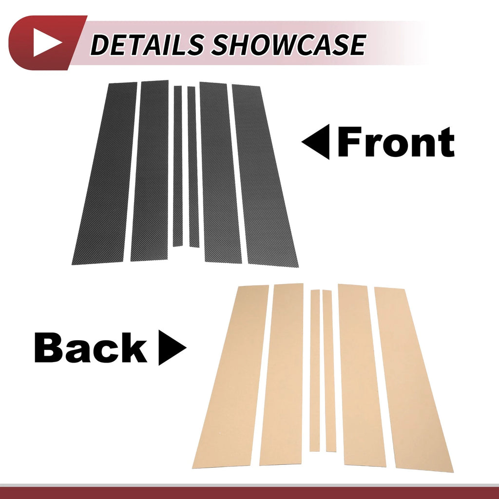 6 Pcs Door Pillar Window Trim for Nissan Titan (2004–2015) Carbon Fiber Black