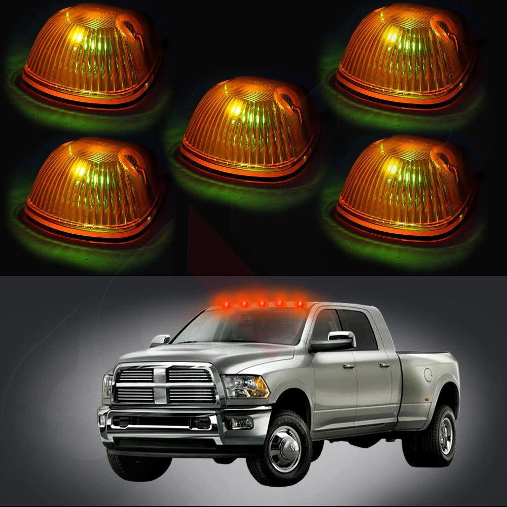 Set of 5 Amber Top Clearance Cab Running Marker Covers for Dodge Ram 