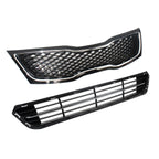 Front Bumper Upper & Lower Radiator Grill Grille Chrome for Kia Optima (2014–2015)