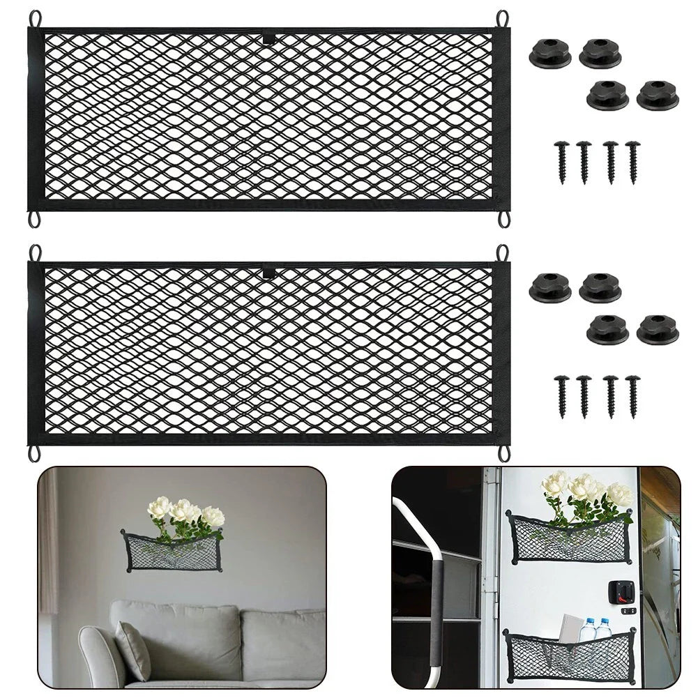 Pocket Storage Net 25x60cm 2 x Storage Mesh Bag With Screws