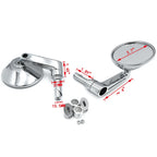 Chrome Round Bar End Mirror for Harley (7/8", 1", 22mm, 25mm)