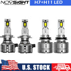 H11 + H7 LED Headlight Bulbs for 200W 40000LM 6500K