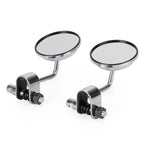 Set of 2 Clamp On 3" Round Chrome Mirrors for Cafe Racer Chopper Bobber