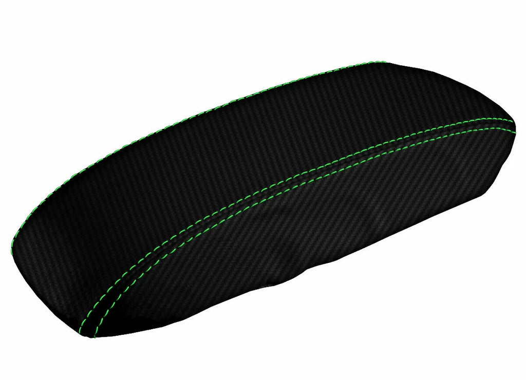 Console Lid Armrest Cover for Honda Accord (1998–2002) Carbon Fiber Green Stitch