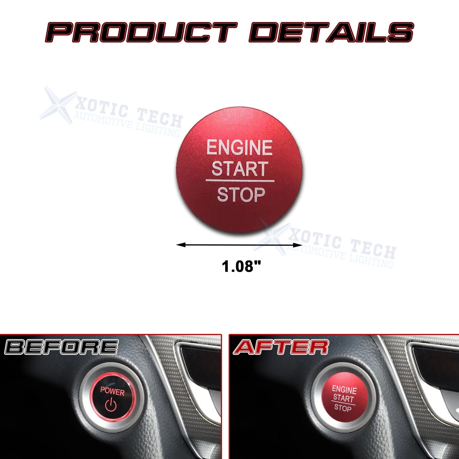 Start Push Button Switch Overlay Cover for Honda Civic Accord (2016-2021)