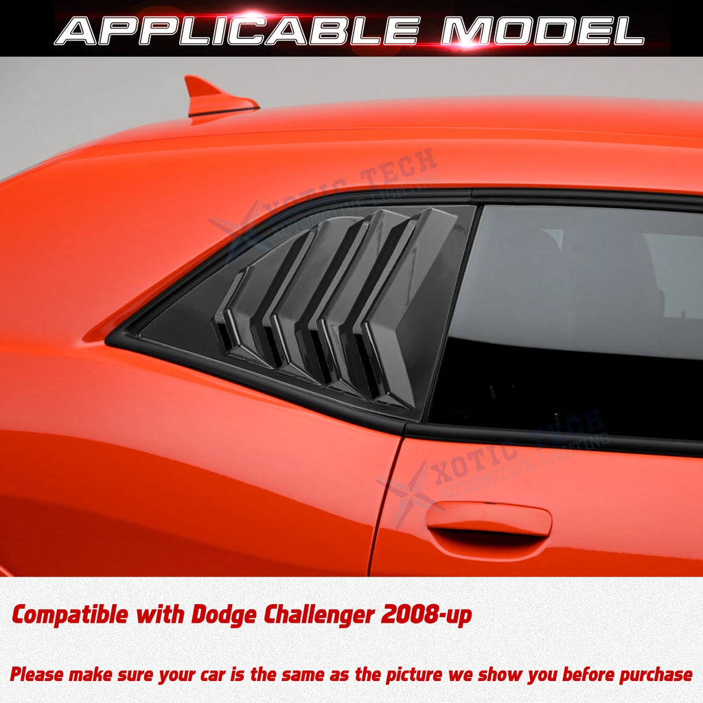 Glossy Black Side Window Louver Windshield Cover for Dodge Challenger (2008-2021)
