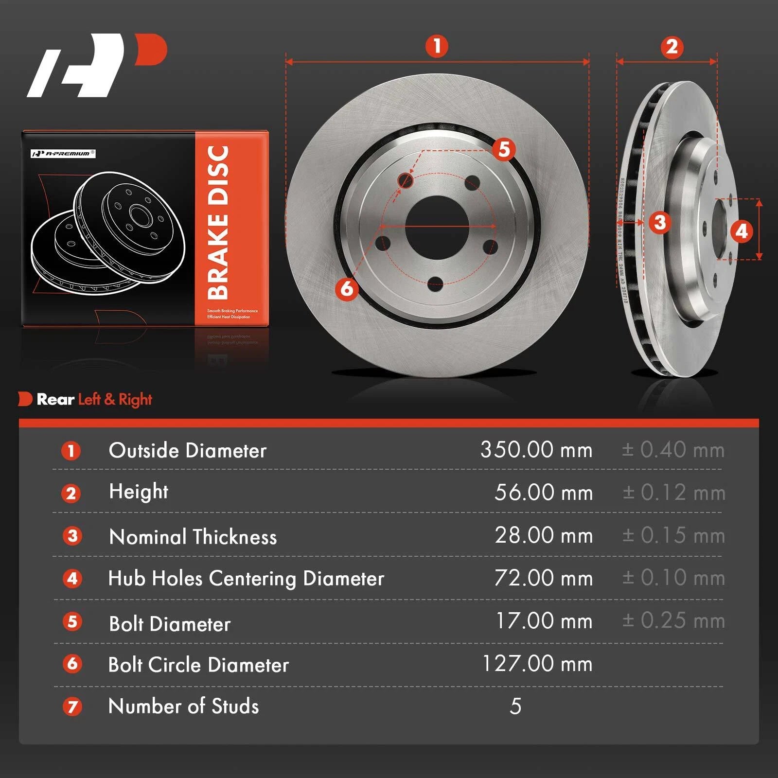 Rear Disc Brake Rotors for Jeep Grand Cherokee, Dodge Durango (2012–2021)