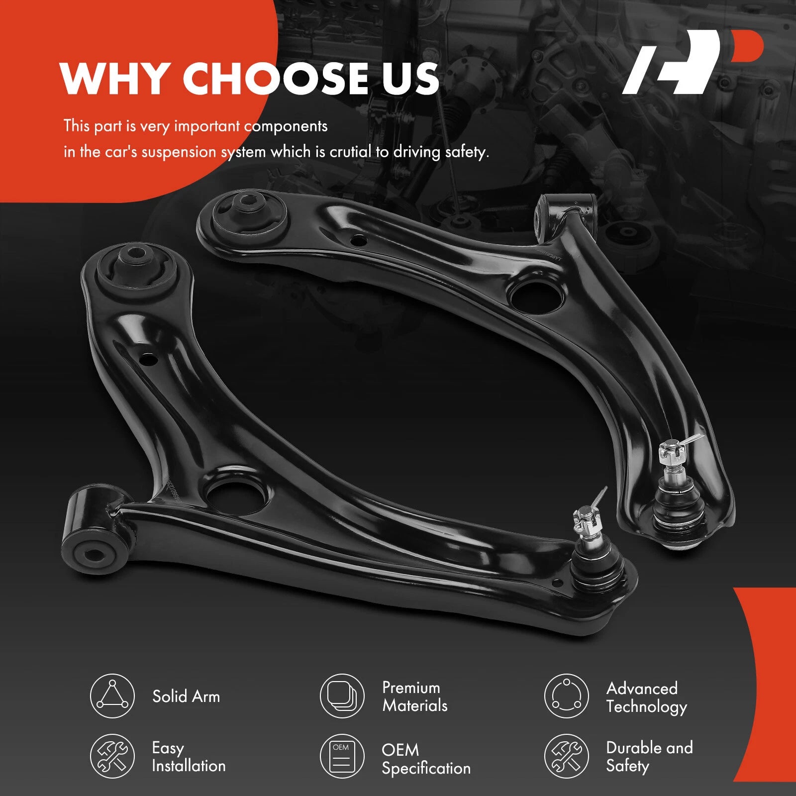 2X Front Lower Control Arm with Ball Joint for Honda Fit (2015-2020)