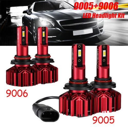 2X NOVSIGHT 9005 + 9006 LED Headlight Bulbs 6500K White 500% Bright