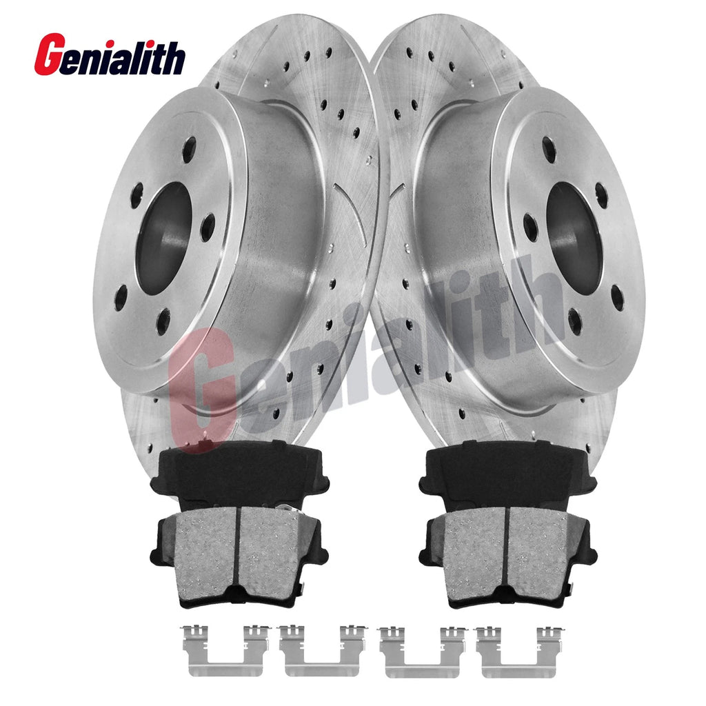 Rear Drilled Rotor & Ceramic Brake Pad Kit for Dodge Charger Chrysler 300