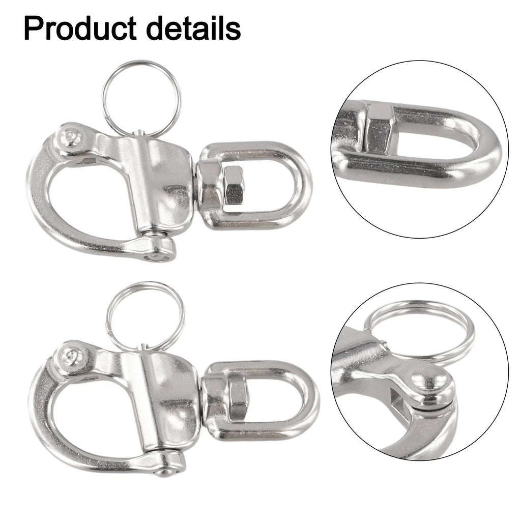 Set of 2 Stainless Steel Quick Release Snap Hooks for Marine Applications