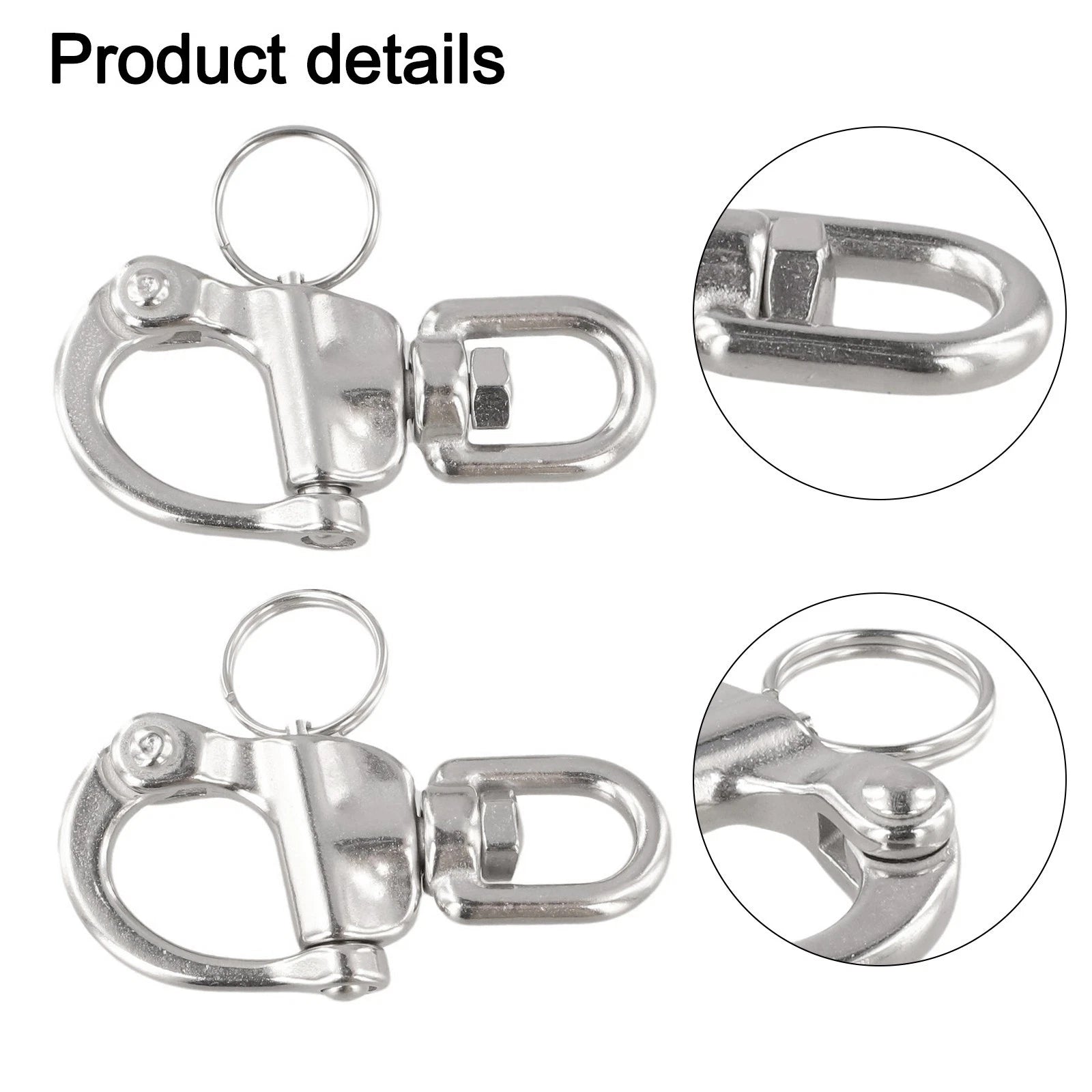 Set of 2 Stainless Steel Quick Release Snap Hooks for Marine Applications