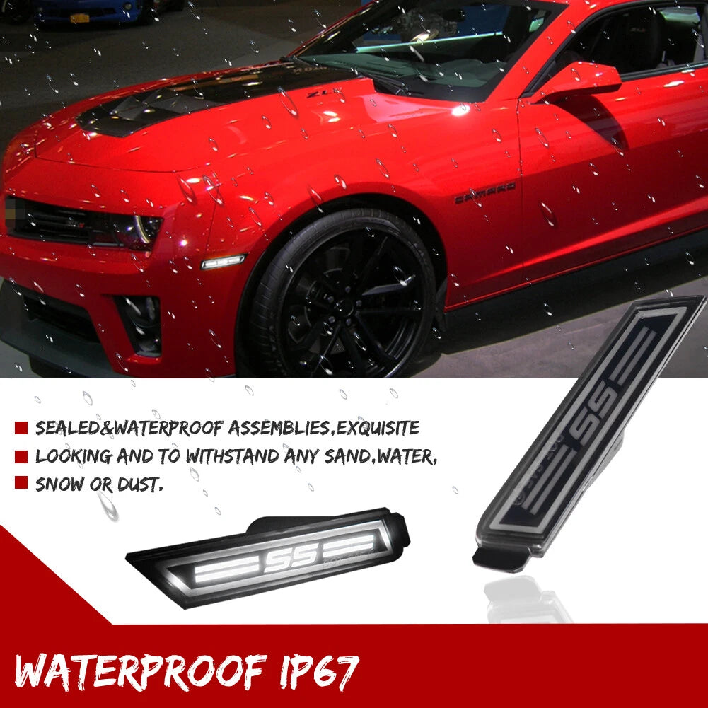 2X LED Front Fender Side Marker Lights for Chevy Camaro (2010–2015)