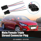 1 Set 3-Pin Male/Female Triple Shroud Connector Plug for BMW