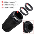Cold Air Intake with Black Air Filter for Performance Vehicles (3", 3.5", 4", 10.5" Tall)